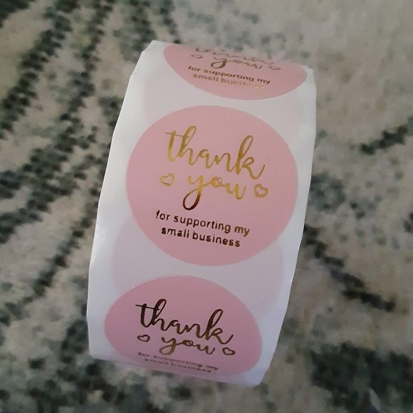 500pc Pink Gold Thank You Sticker Roll, Small Business Packaging Supplies - Picture 3 of 3